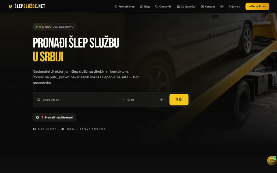 SlepSluzbe.net — SaaS · Roadside assistance
